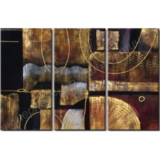 Модульная картина из 3 секций: светло-коричневые стены, выполненная маслом на холсте